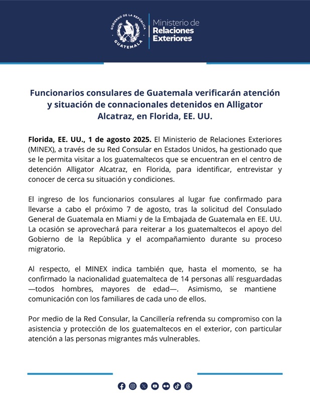 Comunicado del MINEX