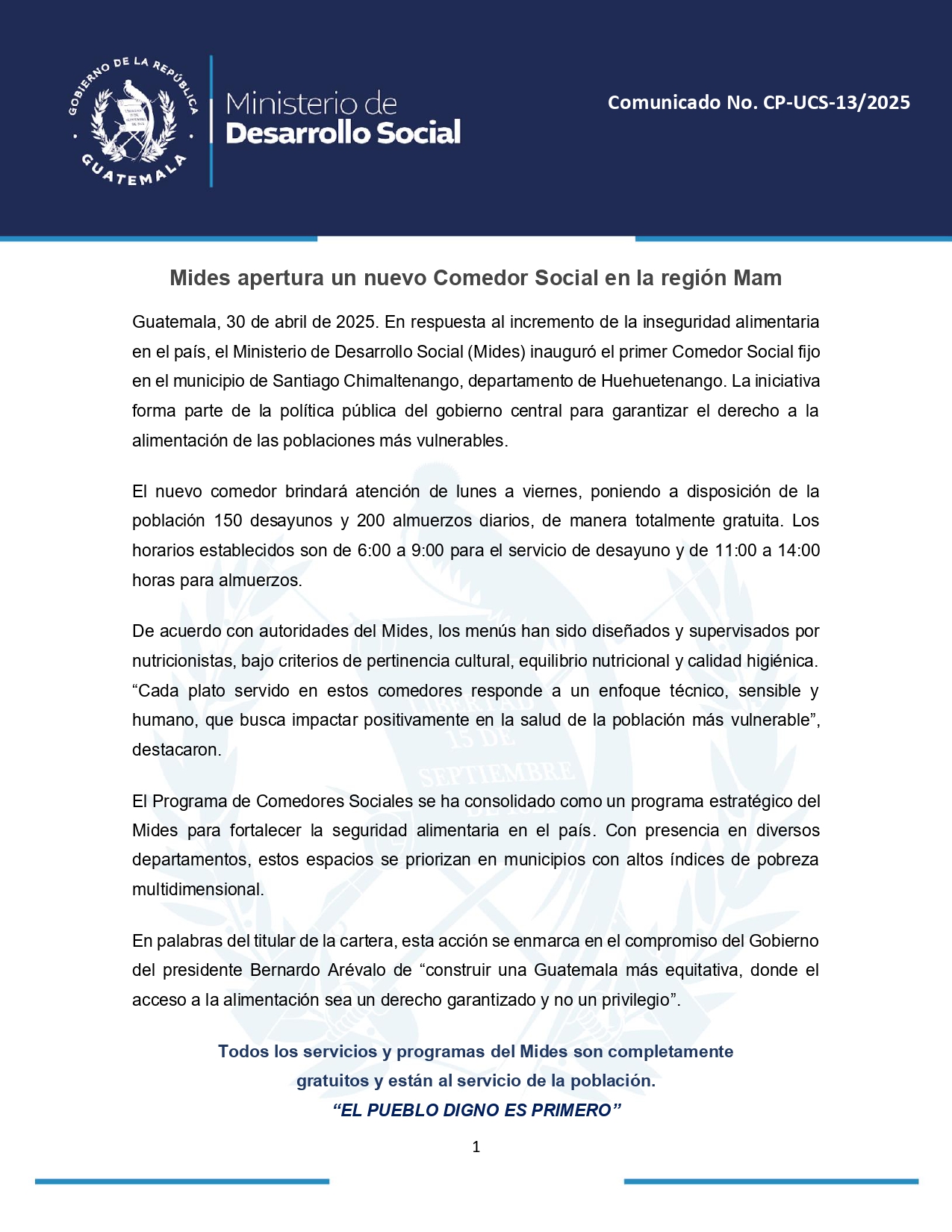 comunicado no.13 