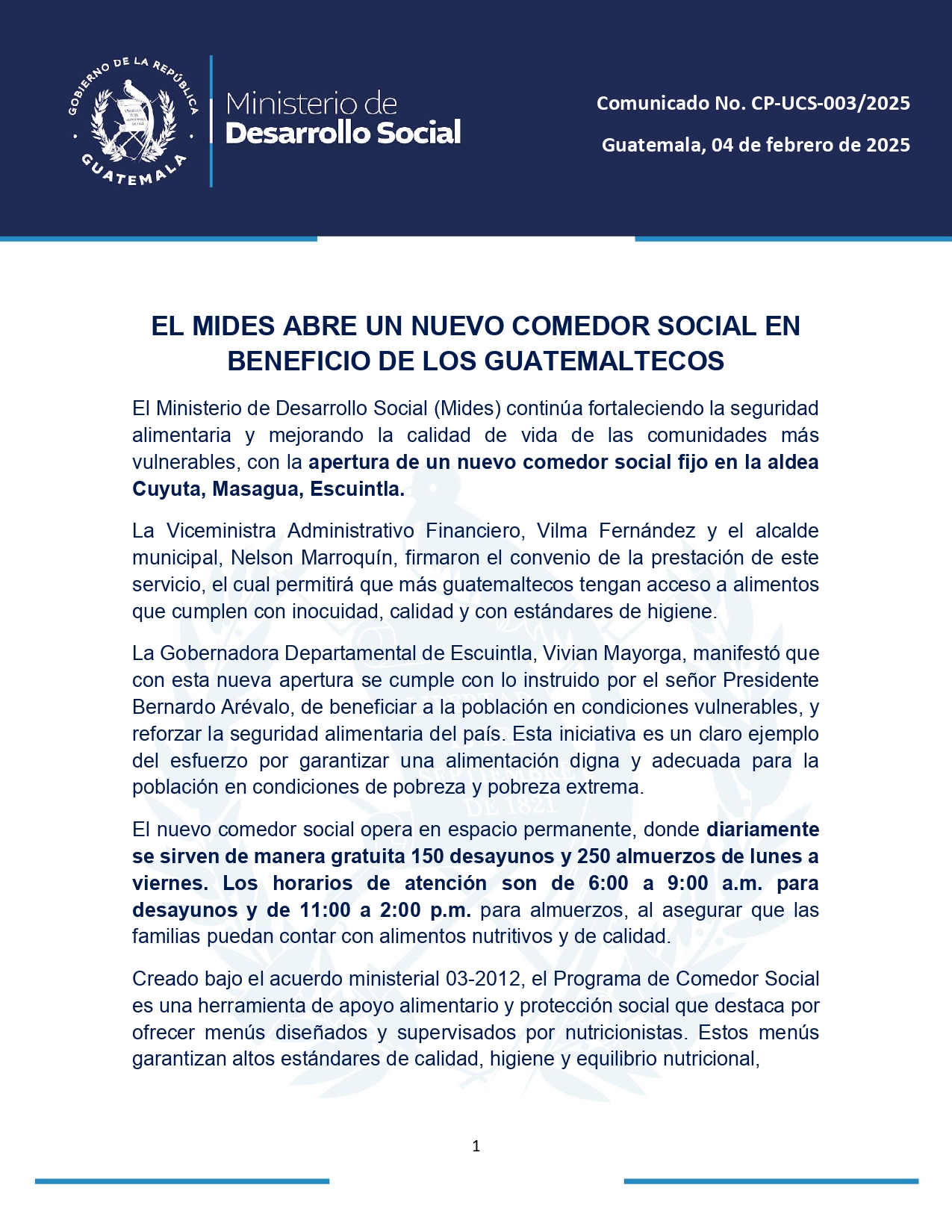 COMUNICADO NO.3 hoja 1