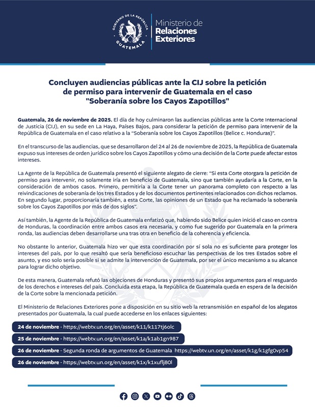 Comunicado del MINEX