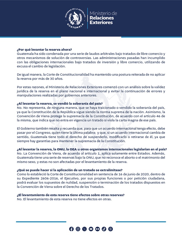 Comunicado del MINEX
