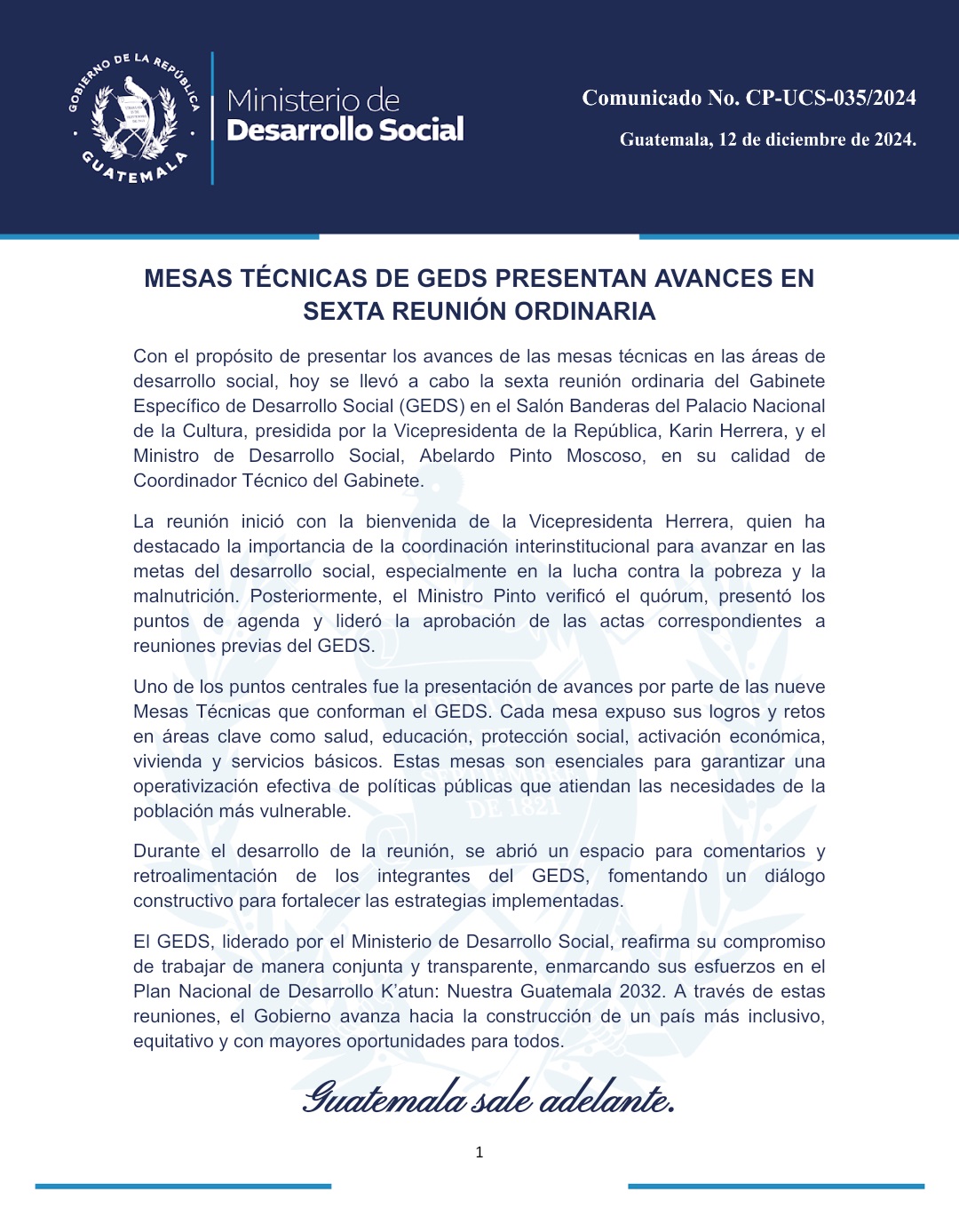 Comunicado GEDS