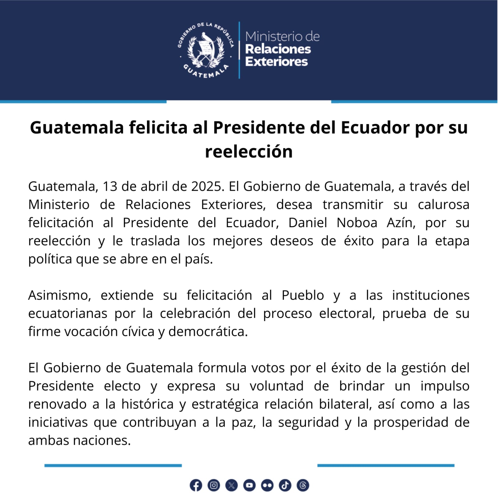 comunicado MINEX