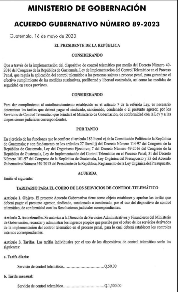 Control Telemático avanza con tarifas de brazalete