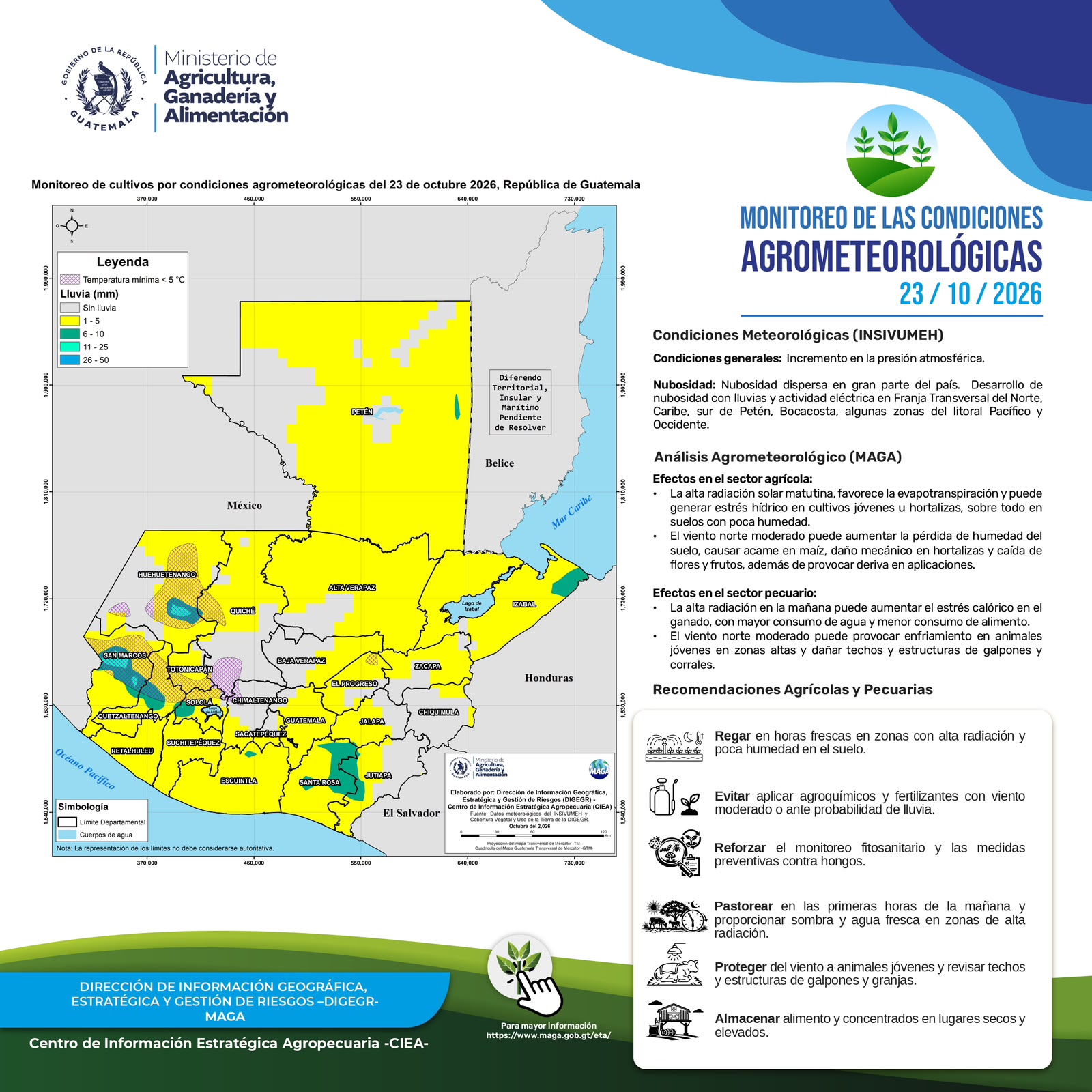 Reporte agroclimático del viernes 23 de octubre 2026