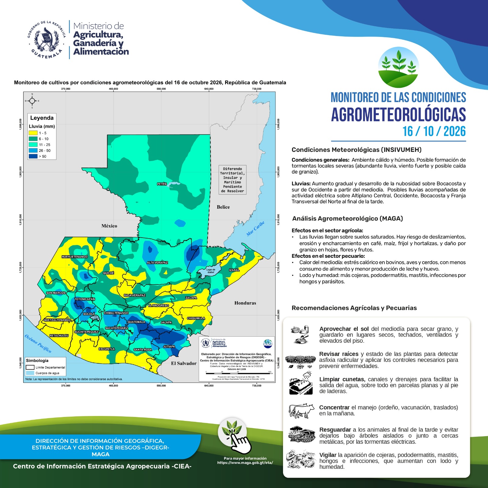 Reporte agroclimático del viernes 16 de octubre 2026