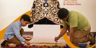 Taller infantil de alfombras fomenta tradiciones de Semana Santa