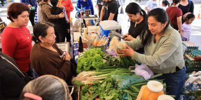 Familias capitalinas se abastecen para el tradicional fiambre en la Feria del Agricultor