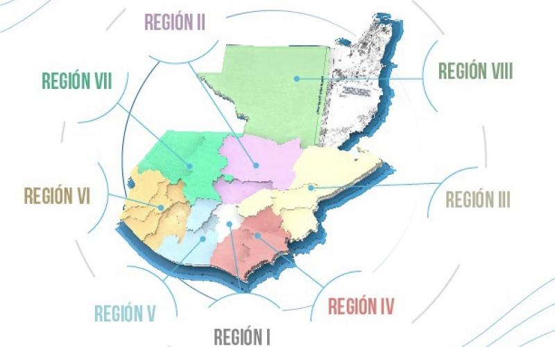 Clasificación de las 8 sedes regionales de la CONRED.