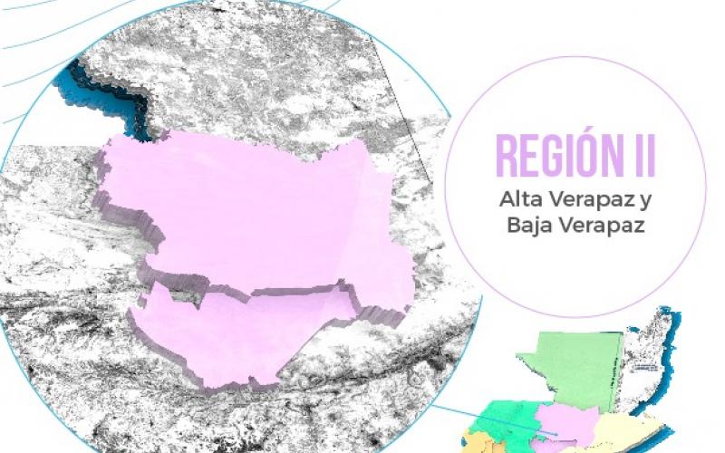 Región II de la CONRED conformada por Alta Verapaz y Baja Verapaz.