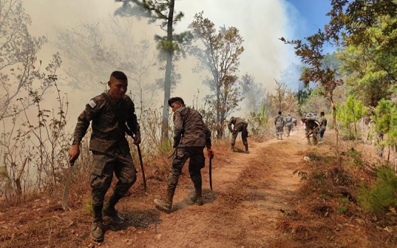 Incendio forestal en Jutiapa fue mitigado con el apoyo de la Tercera Brigada de Infantería