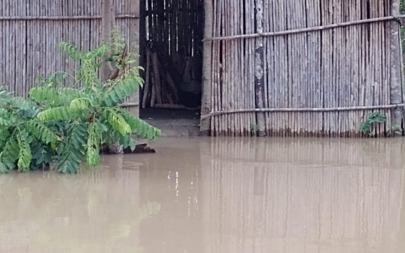 Inundación en la aldea Telemán, Panzós, Alta Verapaz.