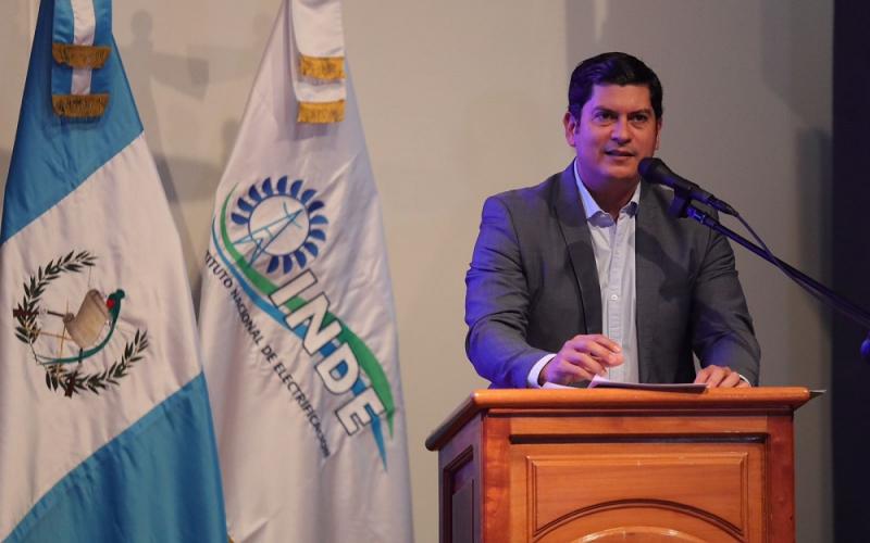 El presidente Giammattei, durante su disertación.