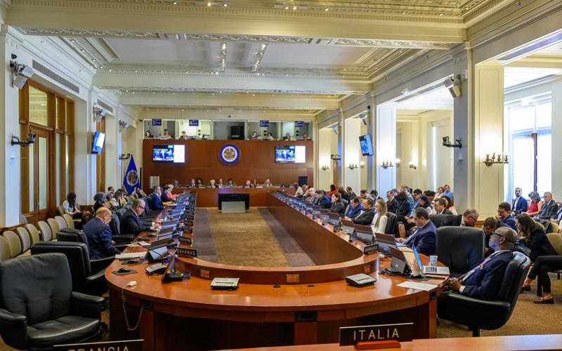 Canciller Mario Búcaro participa en sesión extraordinaria del Consejo Permanente de la OEA que consideró los acontecimientos recientes en Guatemala . FOTO OEA