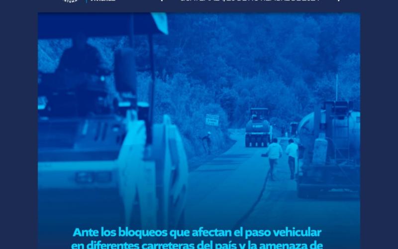 Ante los bloqueos que afectan el paso vehicular en diferentes carreteras del país y la amenaza de otras manifestaciones, el Ministerio de Comunicaciones, Infraestructura y Vivienda (CIV) informa: