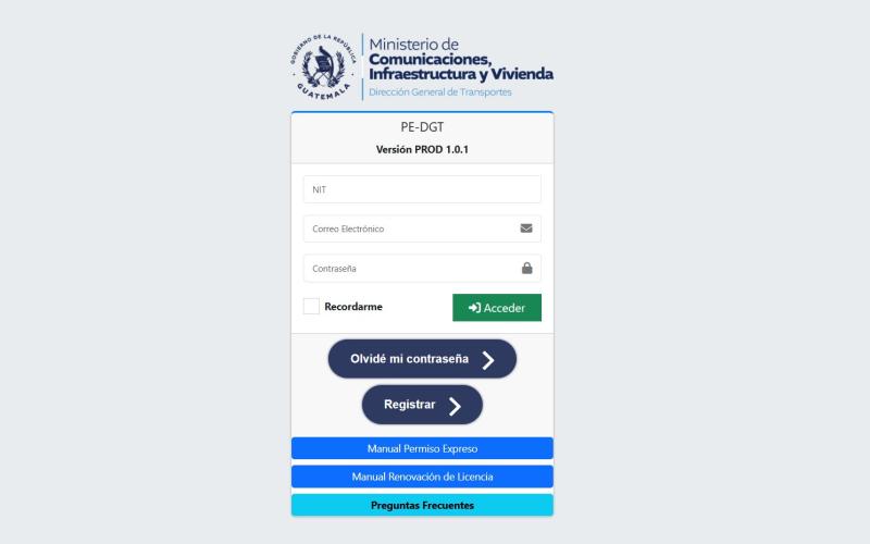 DGT habilita trámite en línea para permisos expresos de transporte en Guatemala