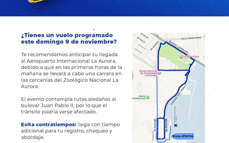 Se recomienda a todos los viajeros tomar las precauciones necesarias y anticipar su llegada al aeropuerto, especialmente durante las primeras horas de la mañana, para evitar contratiempos con sus vuelos.