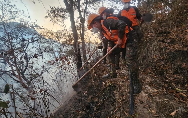Ejército de Guatemala apoyó la supresión de incendios forestales registrados en San Marcos y El Progreso.