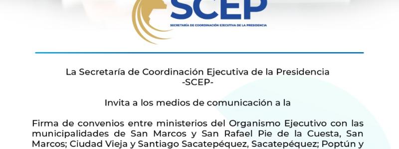 Firma de convenios de Cooperación Interinstitucional en el marco de la descentralización del Organismo Ejecutivo