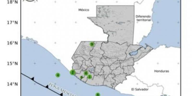 Sismos registrados en las últimas horas. Fuente: INSIVUMEH.