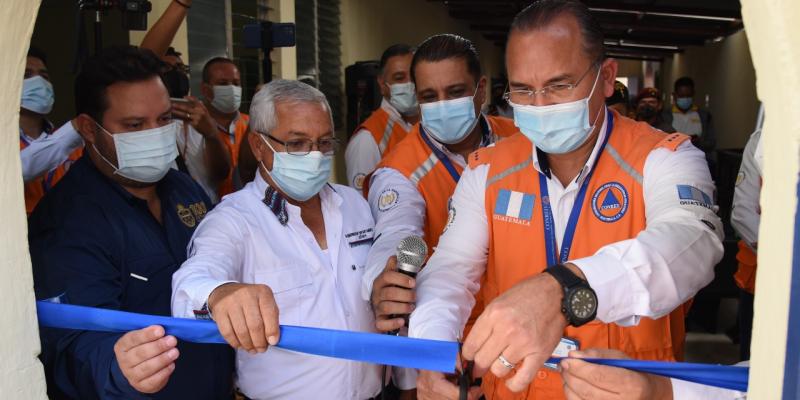 Subsecretario de Coordinación y Administración de la CONRED, Sergio Antonio Reyes Recinos, en la inauguración de la sede regional en Jutiapa.