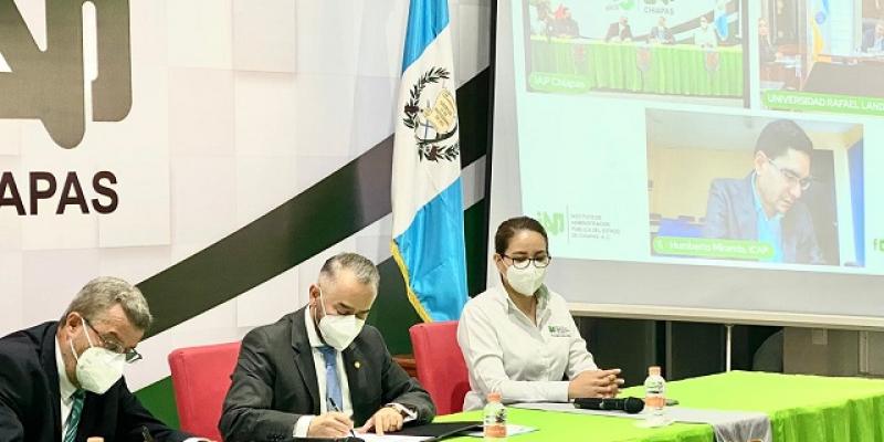 Consulado de Guatemala participa en firma de carta que propicia intercambio académico entre la URL y el Instituto de Administración Pública de Chiapas 