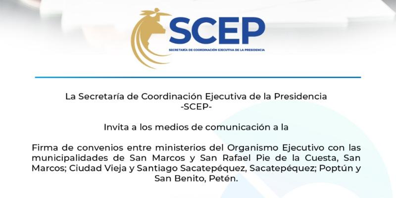 Firma de convenios de Cooperación Interinstitucional en el marco de la descentralización del Organismo Ejecutivo