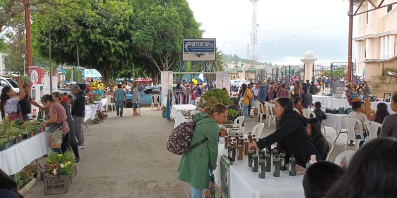 emprendedores presentas sus productos en feria artesanal.