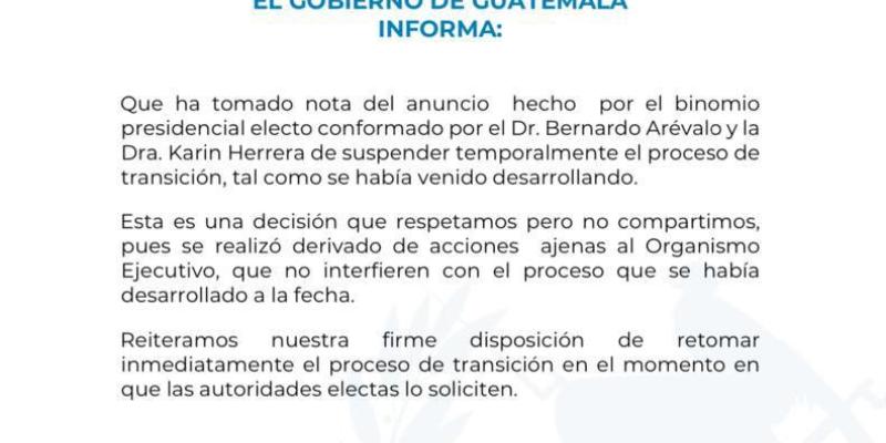 Comunicado del Gobierno de Guatemala 