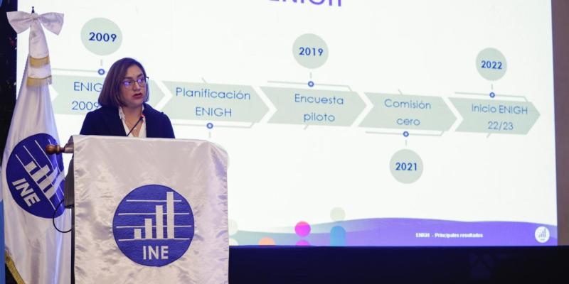 Gerente del INE, presenta de Resultados de la Encuesta Nacional de Ingresos y Gastos de los Hogares -ENIGH- 2022-2023