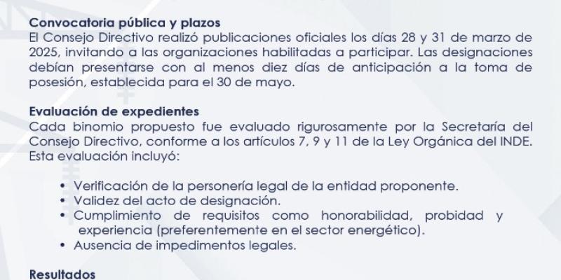 Comunicado oficial del INDE.