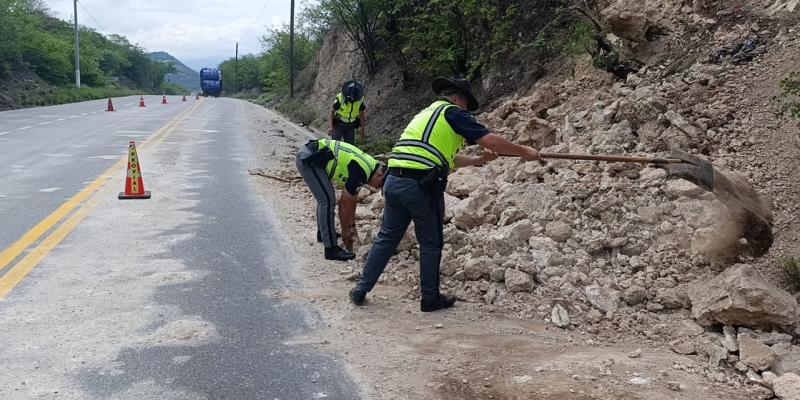 Brigadas de Provial limpian tramo afectado por deslizamiento en la CA-9 Norte y refuerzan medidas de seguridad vial en temporada de lluvia